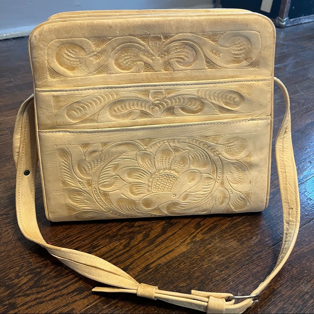 Gorgeous vintage tooled leather bag